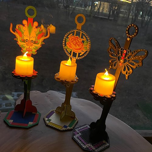 [새움네284] 우드 촛대+촛불전구